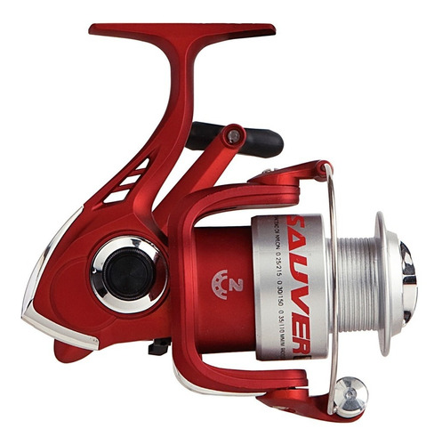 Reel Frontal Waterdog Sauver 6002 Pesca Variada 2 Rulemanes Color Rojo Lado De La Manija Derecho/izquierdo