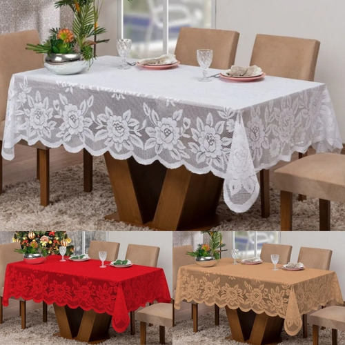 Toalha De Mesa Tecido Renda 2,30 X 1,50 6 Cadeiras Branca