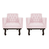 Kit 2 Cadeira Retrô Poltrona Decorativa Classic Corano Rosa Bebê Promoção Sala De Estar Recepção Quarto Luxo - Am Decor