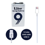 Bateria 9v Usb Recargable 1200mah 6f22 Pila Cuadrada