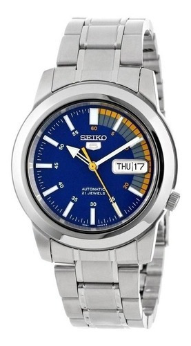 Seiko Automático Serie 5 Snkk27 21 Jewels Color De La Malla Plata Color Del Bisel Plata Color Del Fondo Azul