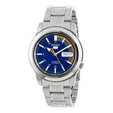 Seiko Automático Serie 5 Snkk27 21 Jewels Color De La Malla Plata Color Del Bisel Plata Color Del Fondo Azul