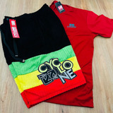 Kit Bermuda Veludo Da Cyclone Reggae + Camiseta Algodão Red