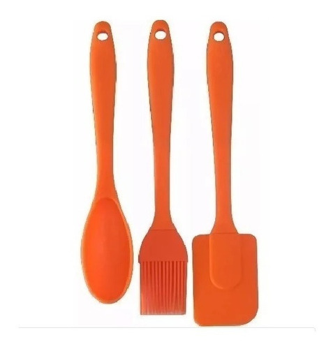 Kit Cozinha,  Pincel + Espátula + Colher De Silicone