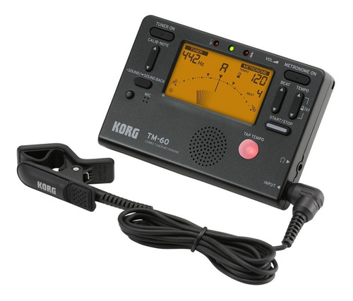 Metrônomo Afinador Digital Korg Com Microfone Tm-60c Preto