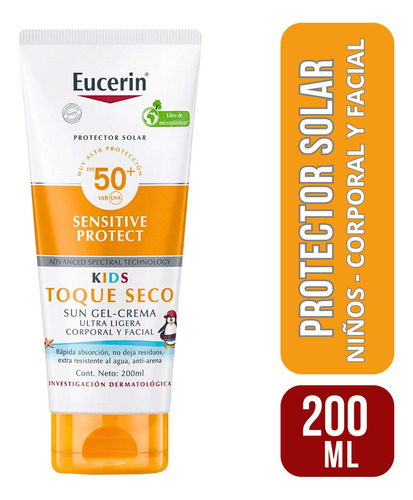 Bloqueador Solar Niños Eucerin Fps50 Corporal Y Facial 200ml