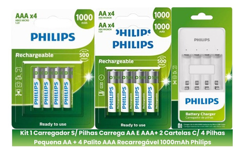 Carregador C/8 Pilhas Aa + 4 Pilhas Aaa Original 