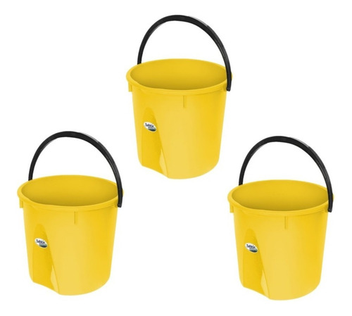 3 Pack Cubeta Rígida 13l Color Amarillo