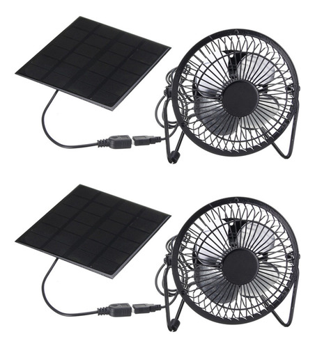 2 Ventiladores Portátiles Alimentados Por Panel Solar, 5 W,a