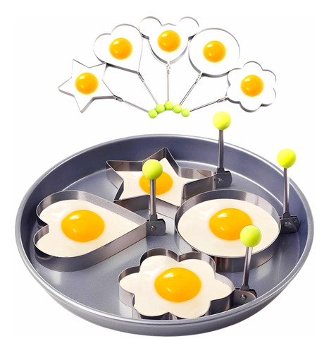 5 Moldes Figuras  Cocinar Huevos Pancakes Acero Inoxidable 