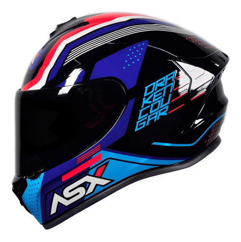 Combo Capacete Axes Axxis Draken Eagle + Viseira Extra Cor Cougar Azul E Vermelho Tamanho Do Capacete 62