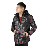 Campera Hombre Inflada Impermeable Polar Capucha Desmontable