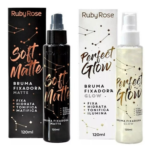 Kit Bruma Fixadora Ruby Rose Soft Matte + Perfect Glow 120ml