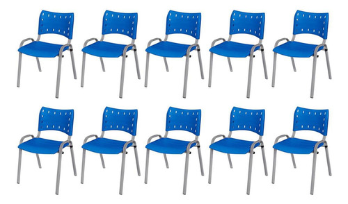 Kit 10 Cadeira Iso Base Cinza Igreja Escola Branco