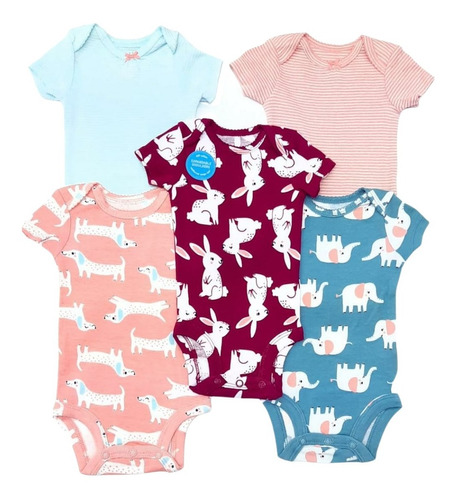 Set 5 Pañaleros Manga Corta Carters Niño Y Niña 0-24 Meses D