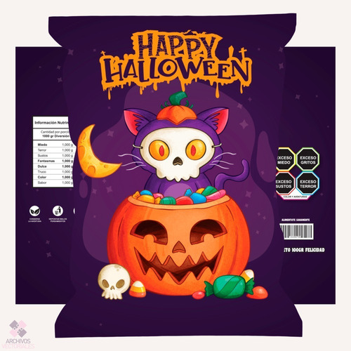 Chips Bags Halloween, Listo Para Imprimir Rellenar De Dulces