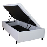 Cama Box Baú Solteiro 88x188x42cm Branco Com Pistão A Wt