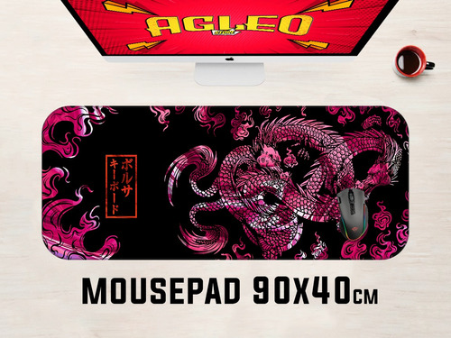 Mouse Pad Gamer Dragão Chinês Grande 90x40 Personalizado
