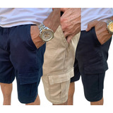  Kit3 Shorts Bermudas Masculino Jeans Cargo Premium Promoção