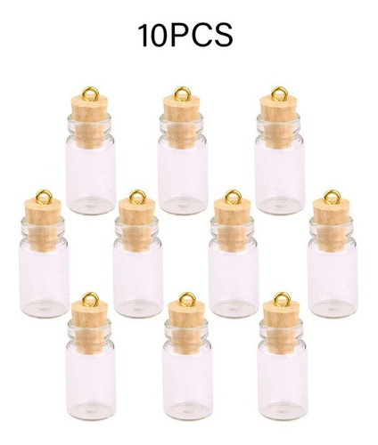10 Mini Botellas De Vidrio Lindas Pequeñas Frascos De Corcho