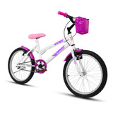 Bicicleta Aro 20 Feminina Infantil C/ Cesta Descanso Lateral