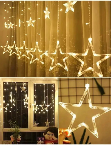 Luces Navidad Guirnalda Cascada Estrella Luz Calido Multicol