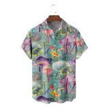 Camisa Hawaiana Unisex Verde Hongo, Camisa De Playa De Veran