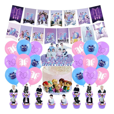 Globos De Cumpleaños Decoración Bts Kpop Fiesta Temática | Meses sin interés