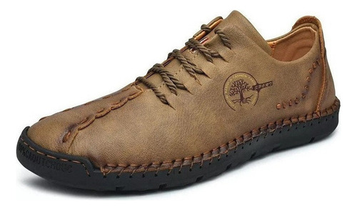 Zapato Casual Hombre Cuero Casual Cosido A Mano Suela Blanda