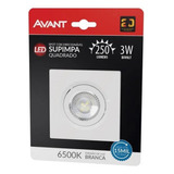 Spot Led Embutir 3w Branca 6500k Bivolt Quadrado Avant