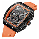 Reloj Curren Luminous Chronograph Con Calendario De Cuarzo, Correa De Color Naranja