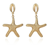 Aretes Con Diseño De Concha Y Estrella De Mar