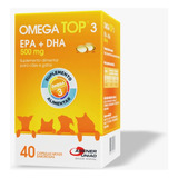 Omega Top 3 C 40 Cáp. Moles Saborosas 1000mg P/ Cães E Gatos