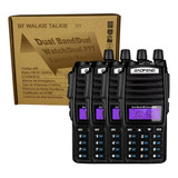 4x Rádios Comunicadores Baofeng Walkie Talkie Dual Band Uv82