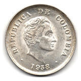 20 Centavos 1938/1 Bogotá Plata Sin Circular