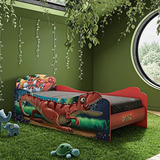 Cama Quarto Dinossauro Infantil Com Colchão 188x88 Cm Cor Vermelho