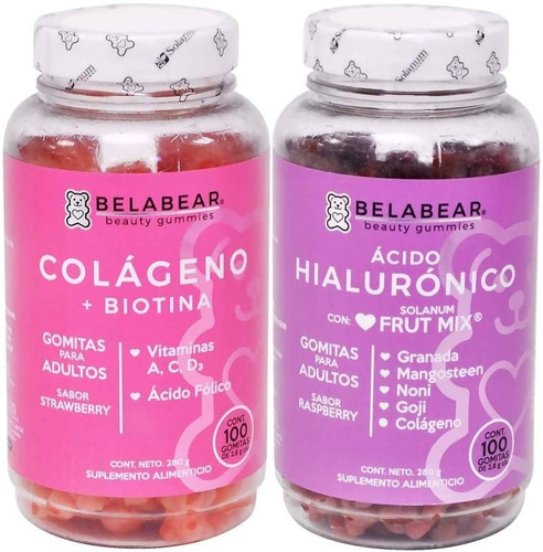 Belabear Duo Gomitas Colageno + Biotina Y Ácido Hialurónico