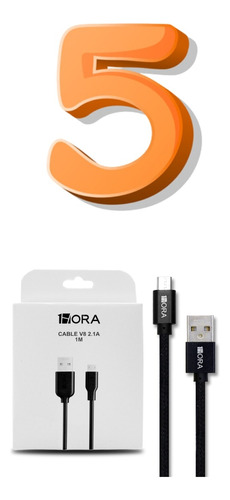 Kit 5 Piezas Cable Usb V8 2.1a 1 Metro Mayoreo 1hora Cab236