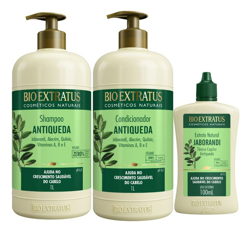 Kit Bio Extratus Jaborandi Antiqueda Shampoo/cond. 1l/tônico