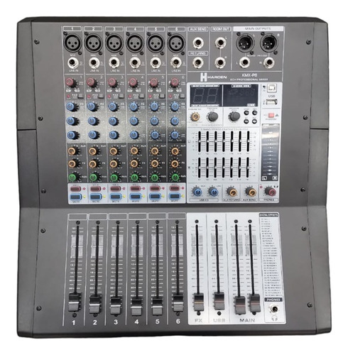 Consola Mezcladora Amplificada 6 Ch Usb Bluetooth 500w Kmxp6