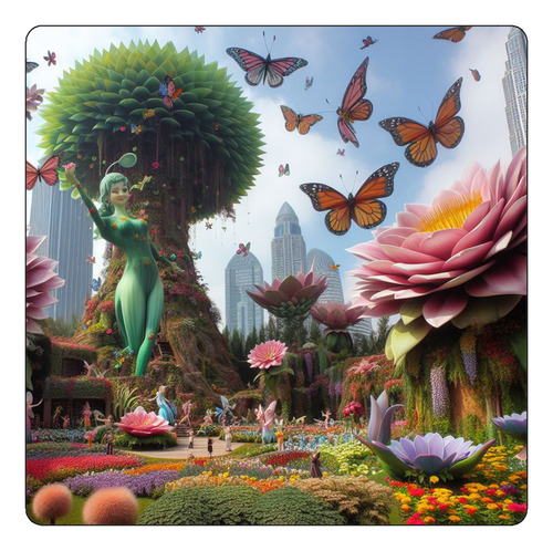 Mousepad Jardin De Gigantes Flor Mariposa Hada M3
