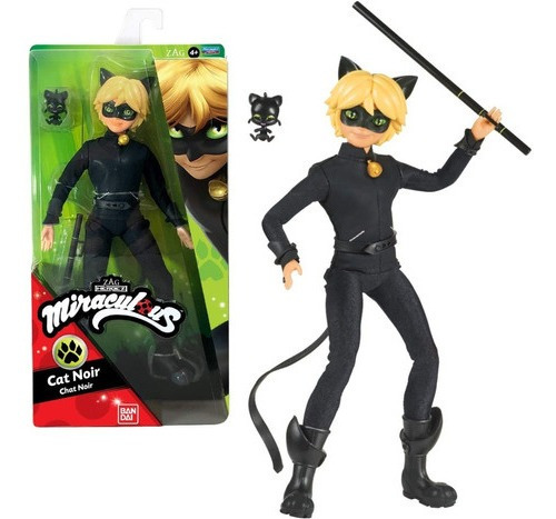 Figura De Acción Cat Noir De Miraculous, Original De Bandai