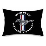 Funda De Almohada Ford Mustang Tri Bar Logo Negro Blanc