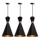 3 Pendentes Cone Estilo Tom Dixon Pequeno Bancada