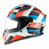 Casco Moto Integral Mac Speed Zwitz Blanco Azul Rojo Xl