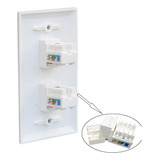 Faceplate 2 Puertos Tapa Rectangular + Conectores Rj45