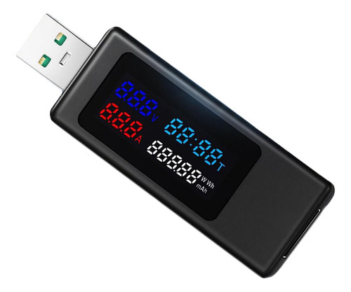 Probador De Voltaje Usb Monitor De Corriente Dc4-30v Negro