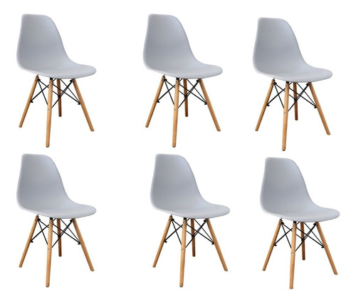 Kit 6 Cadeiras Eames Eiffel Pé Palito Sala De Jantar Allight