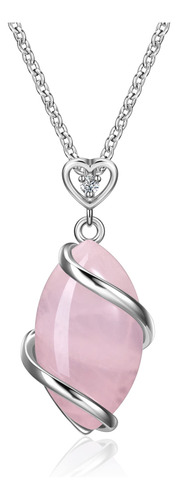 Jovivi Collar De Piedra De Cuarzo Rosa Amatista Para Mujere.