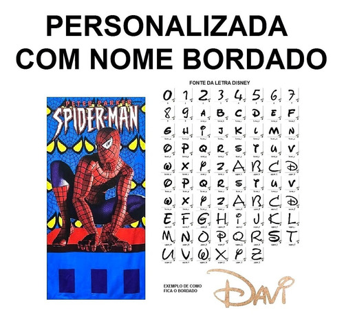 Toalha Banho Homem Aranha City Personalizada Nome Bordado